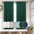 Pitalk Dark Green Curtains 63 Inch Length for Bedroom 2 Panels Back Tab Pocket Lightweight Light Filtering Semi Sheer Linen Hunter Green Curtain for Boys Room Kitchen Olive Forest Decor 52x63