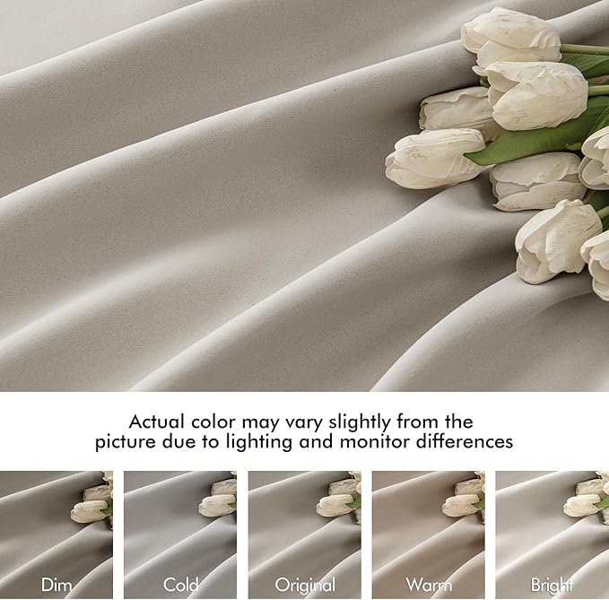 MIULEE Natural Back Tab Blackout Curtains 102 Inch Long 2 Panels Set for Bedroom, Rod Pocket/Pinch Pleated Thermal Insulated Living Room Darkening Light Blocking Floor to Ceiling Drapes