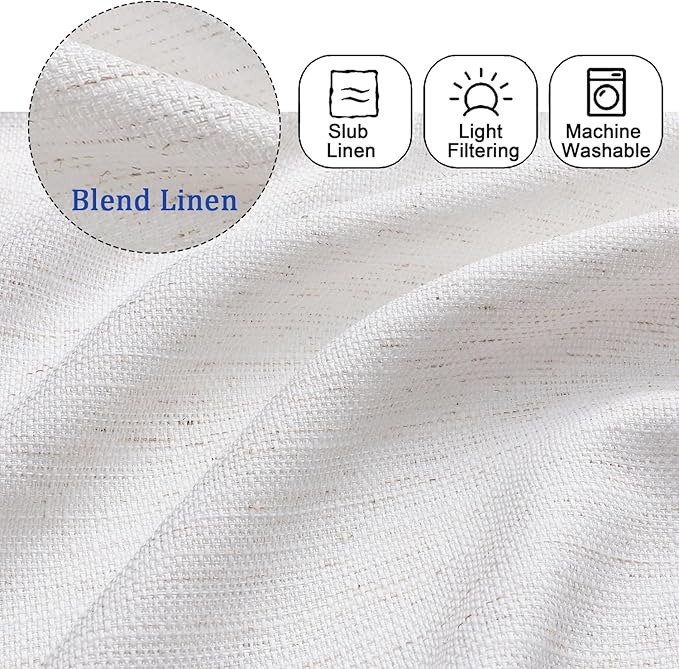Chyhomenyc Blend Linen Valance for Windows, Light Filtering Blend Linen Textured Burlap Solid Small Short Valance for Kitchen Bathroom Laundry Basement, 60Wx14L inch, Natural, 1 Piece