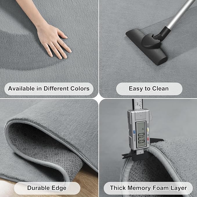 Amearea Large Modern Area Rugs for Bedroom Living Room, 6x9 Feet Grey Thickened Memory Foam Rug, Fluffy Indoor Washable Rugs Non Slip Minimalist Carpet for Boys Girls Dorm Nursery Room Decor