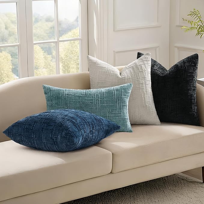 decorUhome Light Grey Chenille Euro Sham Throw Pillow Covers 26x26 Set of 2 Textured Soft Cozy Slubby Couch Pillow Covers Modern Farmhouse Boho Decorative Pillow Cases for Bed Sofa Living Room
