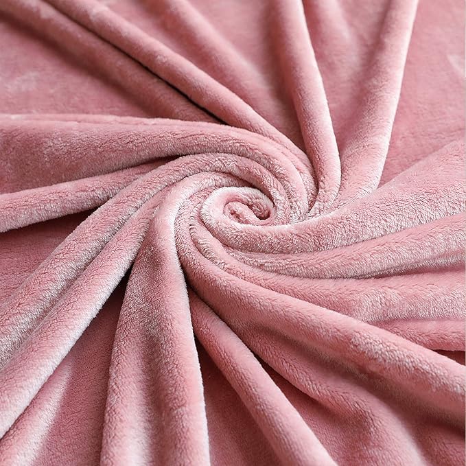 TASTHROW Large Flannel Fleece Throw Blanket, 50×70 Inch - Cozy Lightweight Thick Blanket - All Seasons Suitable for Women, Men and Kids (Two Pack, Pink)