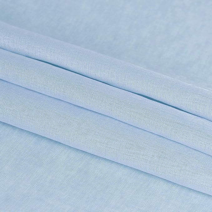 DWCN Sky Blue Sheer Curtains Semi Transparent Voile Rod Pocket Curtains for Bedroom and Living Room, 52 x 45 inches Long, Set of 2 Panels