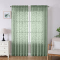 Lecloud Leia Sage Green Sheer Curtains 84 Inches Long 2 Panels, Airy Voile Jacquard Leaf Textured Curtains, Semi Sheer Farmhouse Rod Pockets Curtain Drapes for Bedroom Living Room, 52" W x 84" L