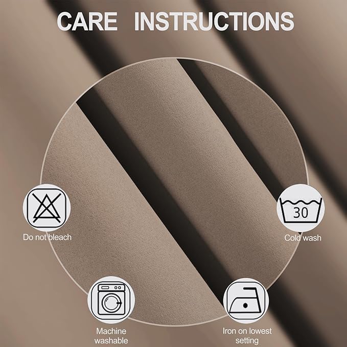 LEMOMO Blackout Curtains 52 x 120 Inch Long Cappuccino Curtains Set of 2 Panels Room Darkening Curtains for Bedroom and Living Room
