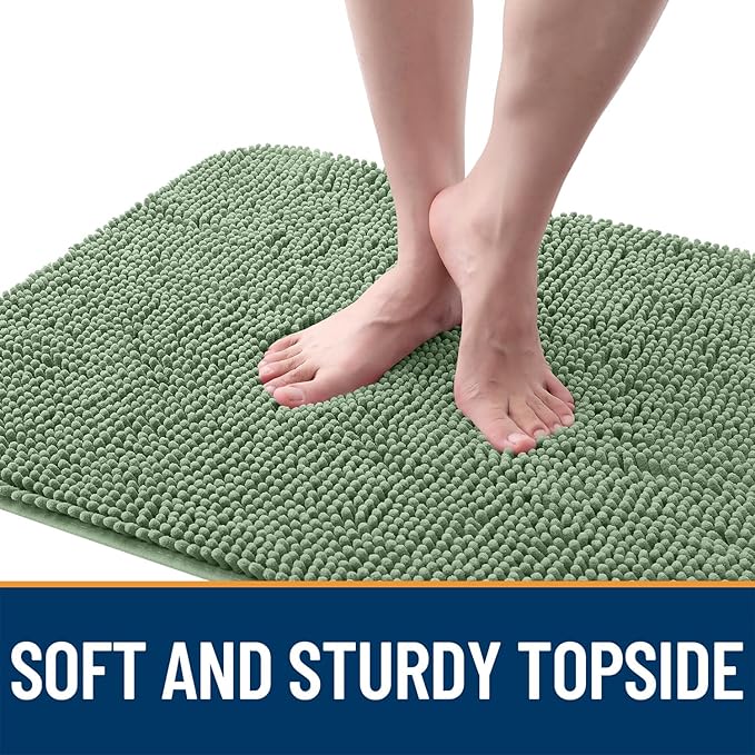 OLANLY Dog Door Mat for Muddy Paws 59x32, Absorbs Moisture and Dirt, Absorbent Non-Slip Washable Doormat, Quick Dry Chenille Mud Mat, Entry Indoor Entryway Carpet for Inside Floor, Olive Green