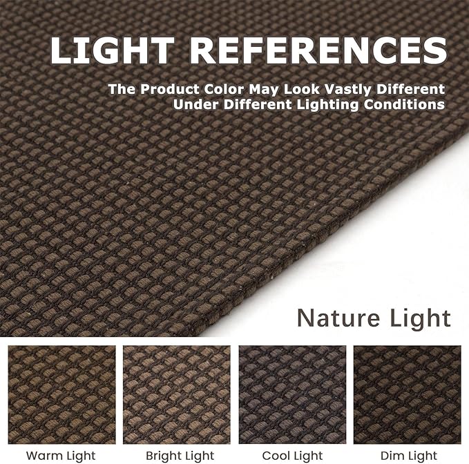 KOZYFLY Long Runners for Hallways 3x12 ft Washable Kitchen Runner Non Slip Rubber Backed Hallway Rugs Cotton Entryway Runner Rug Floor Carpet for Indoor Hall, Backdoor, Kitchen, Reddish Brown/Coffee