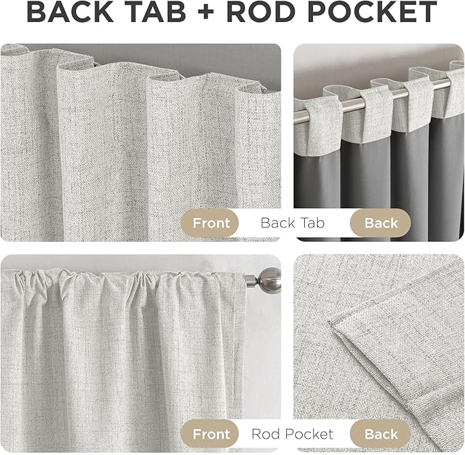 Joydeco Linen Blackout Curtains for Bedroom - 100% Light Blocking 1 Panels, White Drapes 70" W x 96" L, Thermal Insulated Room Darkening Curtains for Living Room, Rod Pocket & Back Tabs