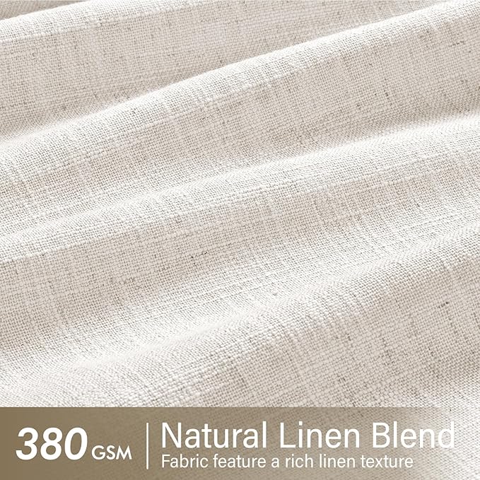 MIULEE Pinch Pleated Thick Linen Curtains 105 Inches Long 2 Panels for Living Room Bedroom, Pinch Pleat Drapes Back Tab Light Filtering Floor to Ceiling Semi Sheer Natural Farmhouse Window Curtains