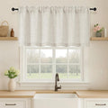 OVZME Natural Valance for Windows, Light Filtering Faux Linen Textured Small Kitchen Valances for Windows, Dual Rod Pocket Farmhouse Short Curtain for Bathroom Basement, 60Wx24L inch, 1 Piece