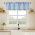 OVZME Valance for Windows, Light Filtering Faux Linen Textured Small Short Valance Kitchen Curtain, Dual Rod Pocket Top Short Window Curtain for Bathroom Basement Farmhouse, 52Wx14L Inch, Demin Blue