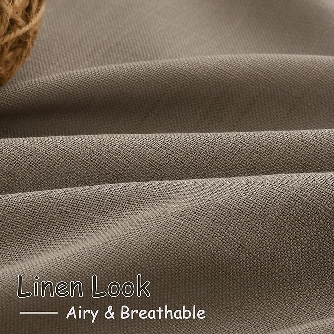 Nanspring Dark Taupe Linen Curtains 63 Inches Length 2 Panels Set for Living Room Back Tab Pocket Light Filtering Semi Sheer Drapes Neutral Farmhouse Cotton Linen Textured Window Curtain 52X63 Inch