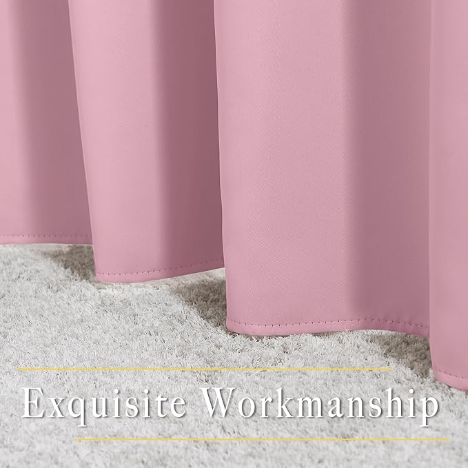 NICETOWN Blackout Curtains 54 inch Length for Bedroom - Grommet Thermal Insulated Solid Window Treatments Room Darkening Drapes for Kids Room/Laundry, Crystal Pink, W46 x L54, Set of 2