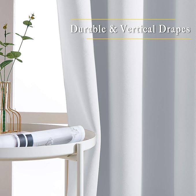 NICETOWN Greyish White Room Darkening Curtains - Window Treatment Thermal Insulated Grommet Room Darkening Curtains/Drapes for Bedroom (2 Panels, 66 by 54, Greyish White)