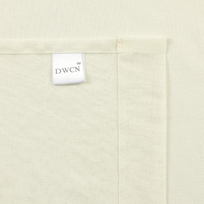 DWCN Ivory Sheer Curtains Semi Transparent Voile Rod Pocket Curtains for Bedroom and Living Room, 70 x 63 inches Long, Set of 2 Panels