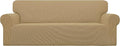 Easy-Going Stretch Oversized Sofa Slipcover 1-Piece Sofa Cover Furniture Protector Couch Soft with Elastic Bottom for Kids, Polyester Spandex Jacquard Fabric Small Checks Golden