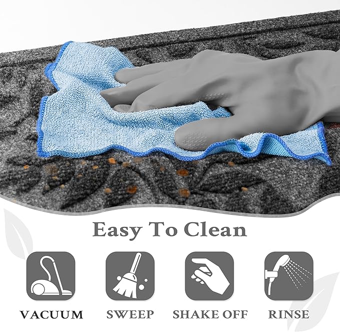 Grey Leaves Outdoor Indoor Entrance Doormats, Absorbent Durable Heavy Duty Welcome Front Door Mat,Thick Natural Rubber Back,Easy Clean Entryway Mat 23x35 Inch, Low Profile