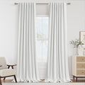 Guken Off White 100% Blackout Linen Curtains 90 Inch Length 2 Panels Set for Living Room Bedroom Back Tab Rod Pocket Thermal Insulated Black Out Drapes Room Darkening Window Curtains 90 Inches Long