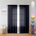 Lecloud Black Sheer Curtain Panels 72 Inch Length, Light Filtering Window Curtain Drapes Treatment for Living Room, Breathable Rod Pocket Sheer Curtains for Bedroom, 2 Panels, Each 40" Wx72 L