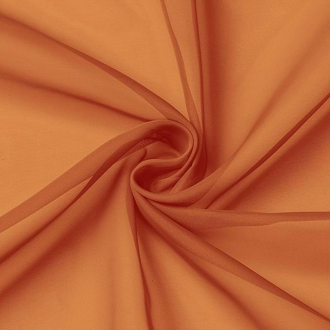 Kitchen Curtains 24 Inch Length Tier 2 Pieces, Orange Sheer Curtain Solid Soft Sheer Short Curtains for Windows, Cafe Bathroom Basement Rod Pocket Drapes, Orange, Each 42" Wx24 L Inches