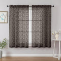 Chyhomenyc Chocolate Sheer Curtains 54 Inch Length for Living Room 2 Panels Set, Light Filtering Tufted Textured Soft Airy Rod Pocket Leaf Window Treatment Drapes for Bedroom, 42" Wx54 L, 2PCS