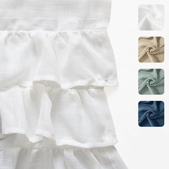 jinchan Ruffled Valance Curtain Slubbed Crossed Kitchen Valance Vintage Shabbychic Style for Living Room Small Windows 18 Inch Cottagecore Farmhouse Half Window Rod Pocket 1 Panel White