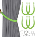 NICEEC 4 Pack Natural Cotton Rope Curtain Tiebacks Elegant Boho Style Decorative Drape Tie Backs Soft Hand-Woven Rope Curtain Holdbacks with Metal Hook for Home & Office Drapery (Tender Green)