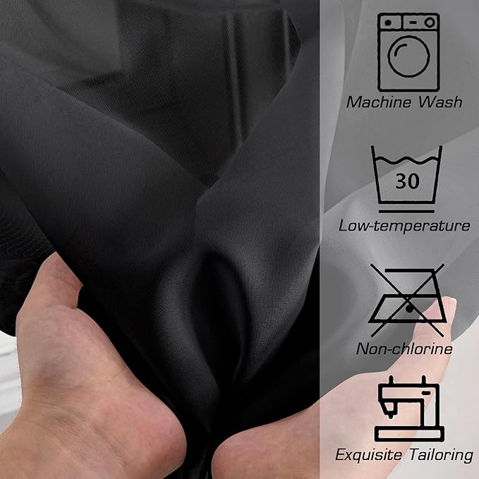 Simplebrand Black Sheer Curtains 120 Inches Long, Extra Long Rod Pocket Solid Color Window Sheer Curtain Panels, Elegant Curtains & Drapes for Living Room, Bedroom 2 Panels (Black, 59" W x 120" L)