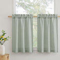 RYB HOME Cafe Curtains 24 inches Length, Linen Sheer Short Curtains for Small Window, Half Privacy Light Filetring Window Tier Valance for Kitchen Bathroom, W 26 x L 24, Sage Green, 2 Panels Set