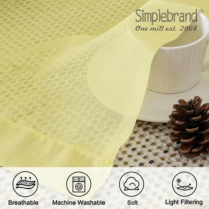Simplebrand Light Yellow Sheer Curtains 84 Inches Long, Light Filtering Rod Pocket Solid Color Window Sheer Curtain Panels, Elegant Curtains & Drapes for Living Room, Bedroom 2 Panels 42" W x 84" L