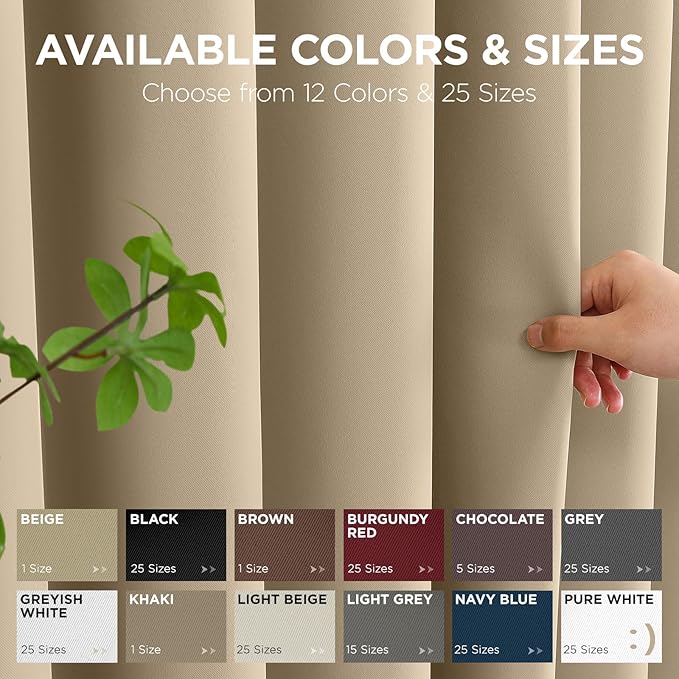 Joydeco Blackout Door Curtain for Doorway Privacy 80 Inches Long, Grommet Closet Curtain for Open Closet, Room Divider for Bedroom Living Room (Light Beige, 32Wx80L, 1 Panel)