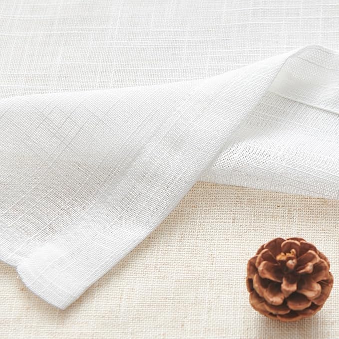 jinchan Sheer Valance Curtain Linen Textured Valance for Kitchen Living Room Bedroom Voile Window Light Filtering Farmhouse Country Rod Pocket 1 Panel 16 Inch Length White