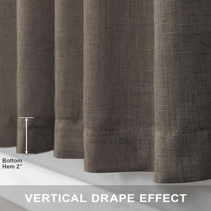 Chocolate Brown Curtains for Living Room 84 Inch Length 2 Panels Set Light Filtering Semi Sheer Linen Brown Curtain Modern Farmhouse Back Tab Pleated Drapes 52x84 Long Dark Chocolate Coffee Cappuccino