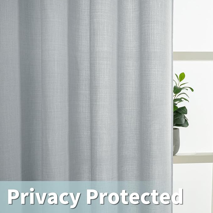 LAMIT 72 inch Linen Curtains for Living Room, Grommet Thick Linen Textured Privacy Drapes Light Filtering Window Treatments Curtains for Bedroom, Set of 2 Panels (52 x 72 Inch, Haze Blue)
