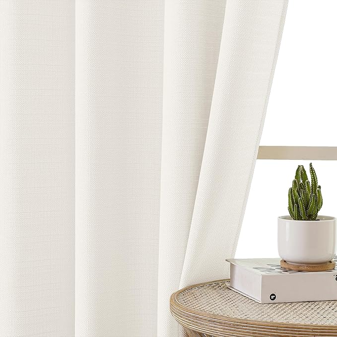 Chyhomenyc Cream Valance for Windows, Light Filtering Faux Linen Solid Short Curtain Valance, Burlap Decorative Small Curtain for Kitchen Bathroom Laundry Basement, 60Wx12L inch, 1 Piece