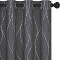 Deconovo Short Curtains Grey, Blackout Kitchen Curtain, Thermal Insulated Soundproof Drapes, Wave Dots Foil Print, 52 x 54 Inches, 2 Panels, Machine‑Washable Privacy Window Panel for Small Windows