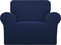 Easy-Going Stretch Chair Sofa Slipcover 1-Piece Couch Sofa Cover Furniture Protector Soft with Elastic Bottom for Kids, Pet. Spandex Jacquard Fabric Small Checks (Chair, Navy)