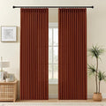 IVAPUPU 90 Inch Linen Blend Curtains 2 Panel Set for Living Room, Pinch Pleated Curtains Semi Sheer Light Filtering Modern Window Drapes with Hooks Rings for Bedroom Dining Room, 40W, Chestnut Brown