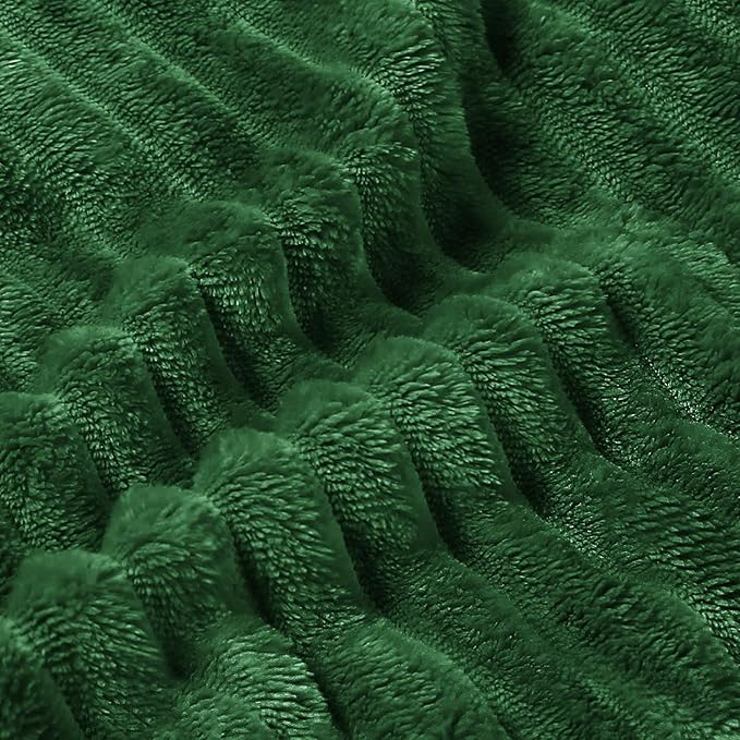 BEDELITE Fleece Blanket King Size – 3D Ribbed Jacquard Soft and Warm Decorative Fuzzy Blankets – Cozy, Fluffy, Plush Lightweight Throw Blankets for Couch, Bed, Sofa(Green, 108x90 inches)