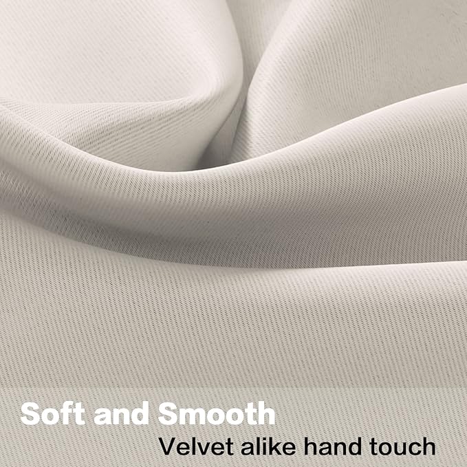 H.VERSAILTEX Ivory Valances for Windows, Room Drakening Small Window Kitchen Valances Curtains, Rod Pocket Cafe Valance for Bathroom Laundry Basement 2 Packs, 52" W x 18" L, Ivory/Cream