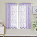 OWENIE Furman Sheer Curtains 45 Inch Length 2 Panels Set for Living Room Bedroom, Airy Jacquard Clip Short Curtains for Small Window, Modern Rod Pocket Bathroom Window Curtain Each 42Wx45L inch
