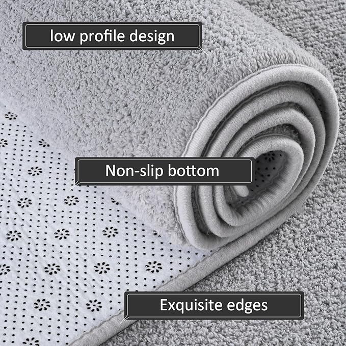AROGAN Modern Shag Area Rug for Living Room, 6x9 Feet Washable Rugs for Bedroom, Indoor Floor Carpet, Plush Memory Foam Bedside Rugs for Kids Girls Teens Room Low Pile Rug Decor, Grey