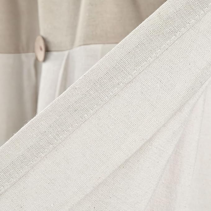 Lush Decor Linen Button Valance | 52"W x 18"L | Farmhouse Style | Coconut Husk Buttons | Pack of 12