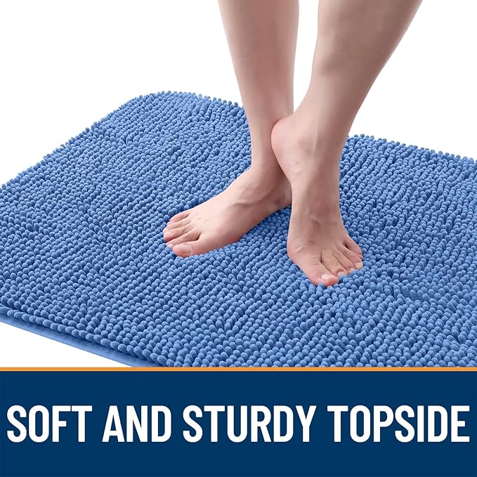 OLANLY Dog Door Mat for Muddy Paws 45x27, Absorbs Moisture and Dirt, Absorbent Non-Slip Washable Doormat, Quick Dry Chenille Mud Mat, Entry Indoor Entryway Carpet for Inside Floor, Cornflower Blue