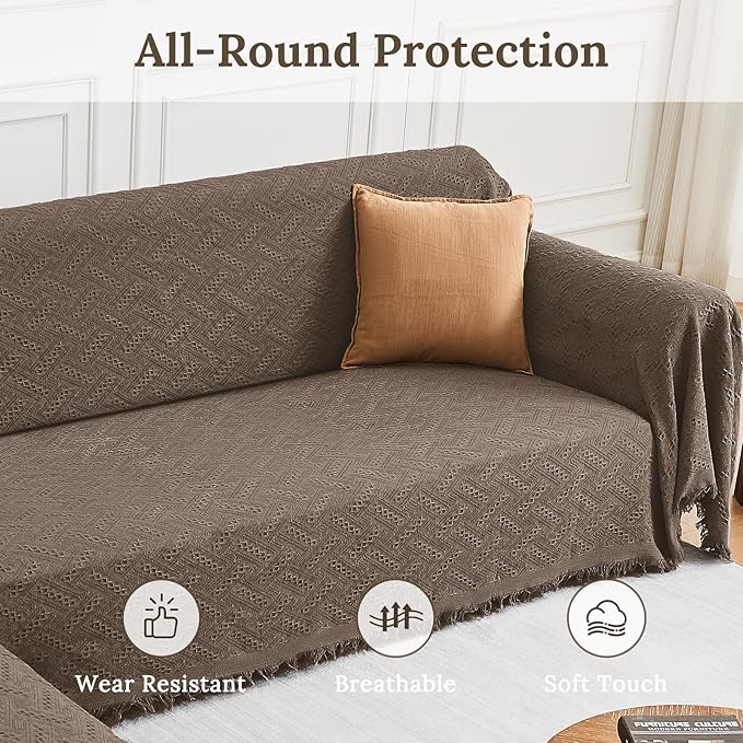 HOMERILLA Sectional Couch Covers for Sectional Sofa L Shaped Sofa Cover Blanket 2 Pieces L Shape Furniture Protector for Pets Dogs(Taupe, Large)
