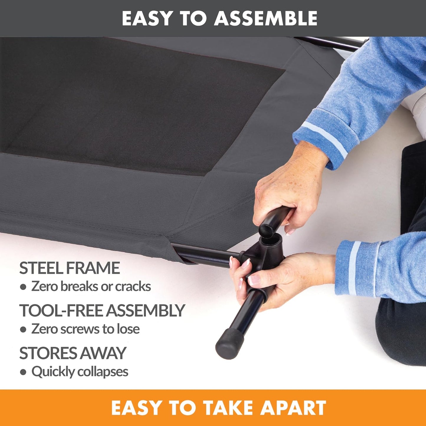 K&H Pet Products Outdoor Elevated Dog Cot, Breathable Cooling Elevated Cot Hammock Pet Bed for XL Dogs, Washable Mesh Cover, Raised Metal Frame, Collapsible, Portable - Extra-Large 50 X 32 Charcoal