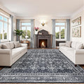 Lofus 9x12 Area Rug for Living Room,Black Washable Area Rugs with Non-Slip Backing,Soft Boho Carpets for Bedroom Dining Room Home Office Indoor Nursery