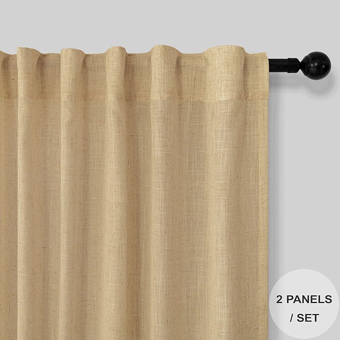 Light Brown Tan Curtains 72 Inch Length for Kids Bedroom 2 Panels Rod Pocket Back Tab Warm Autumn Fall Decor Khaki Camel Barley Jute Burlap Color Curtain for Living Room Dining Nursery Family Playroom