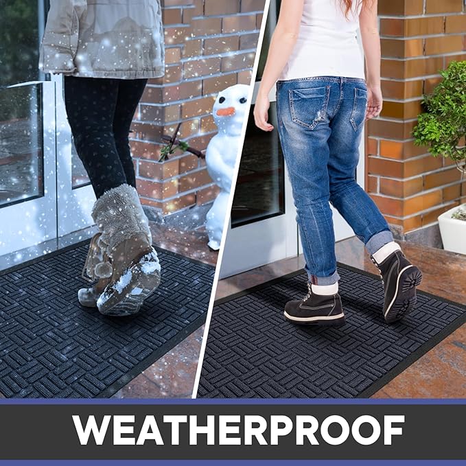 Mibao Front Door Mat, Heavy Duty Durable Welcome Mat for Outdoor Indoor, Dirt Trapper Waterproof Super Absorbent Door Mat for Entryway Outside Patio Porch,73" x 46", Navy