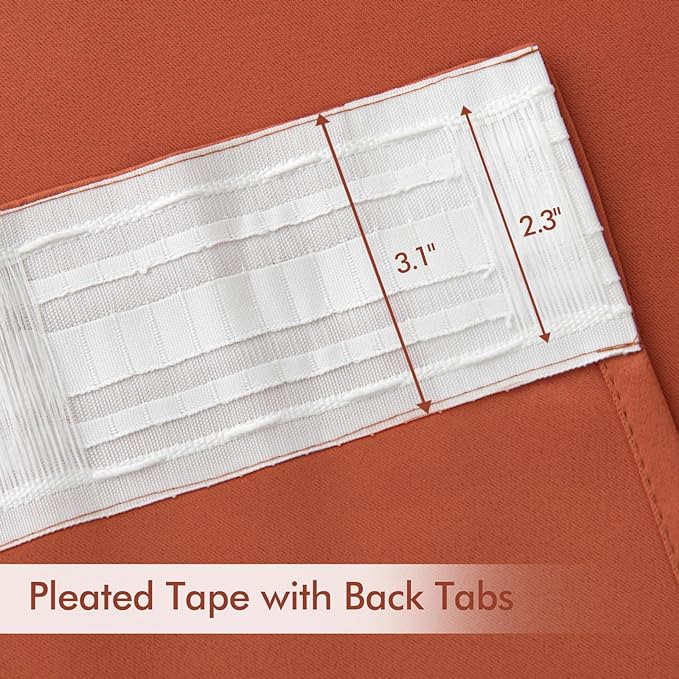 MIULEE Back Tab Burnt Orange Blackout Curtains 84 Inch Length 2 Panels Set for Living Room Bedroom, Fall Terracotta Rod Pocket/Pinch Pleated Thermal Insulated Room Darkening Light Blocking Curtains